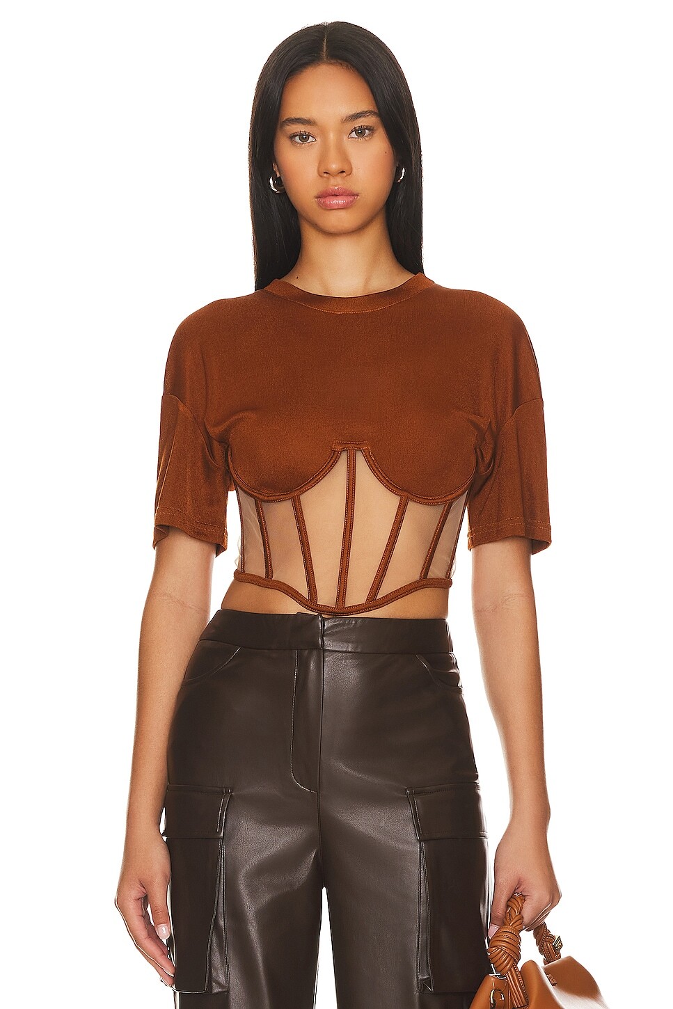 

Топ RTA Short Sleeve Corset, цвет Cognac
