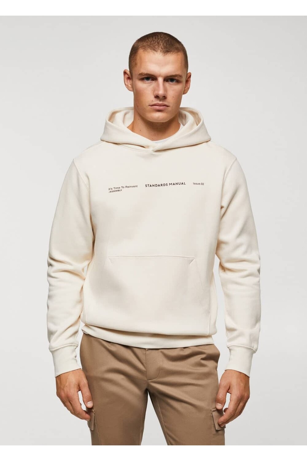 

Толстовка с капюшоном из хлопка с надписью Mango, белый