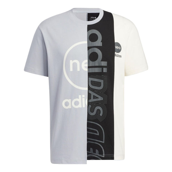 Футболка adidas neo M Brand Tee 2 Colorblock Alphabet Printing Sports Short Sleeve Gray, серый