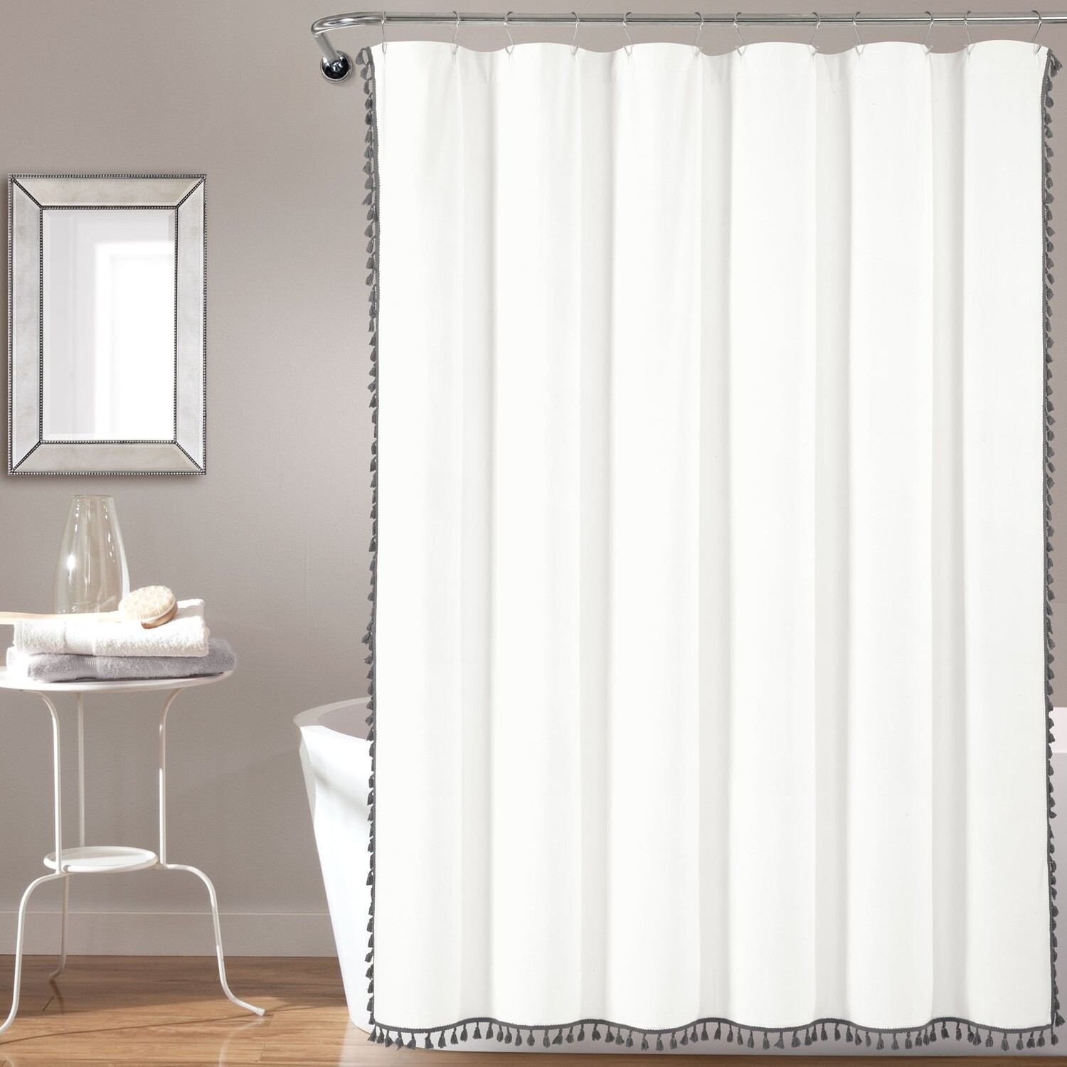

Занавеска для душа с кисточками в стиле бохо Melora Lush Decor, цвет Navy