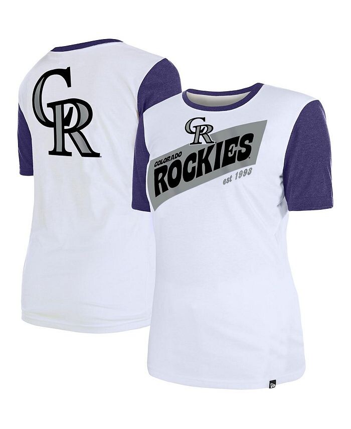 

Женская белая футболка с цветными блоками Colorado Rockies New Era, белый