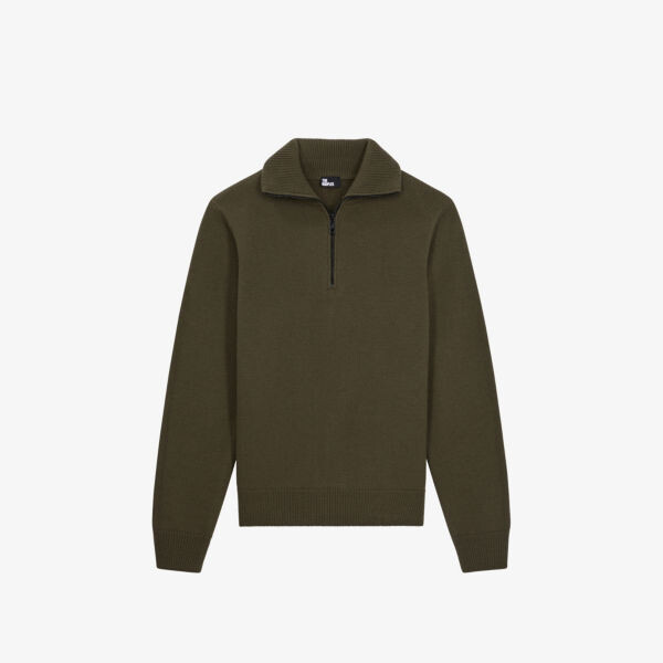 

Шерстяной джемпер свободного кроя с полумолнией The Kooples, цвет kaki