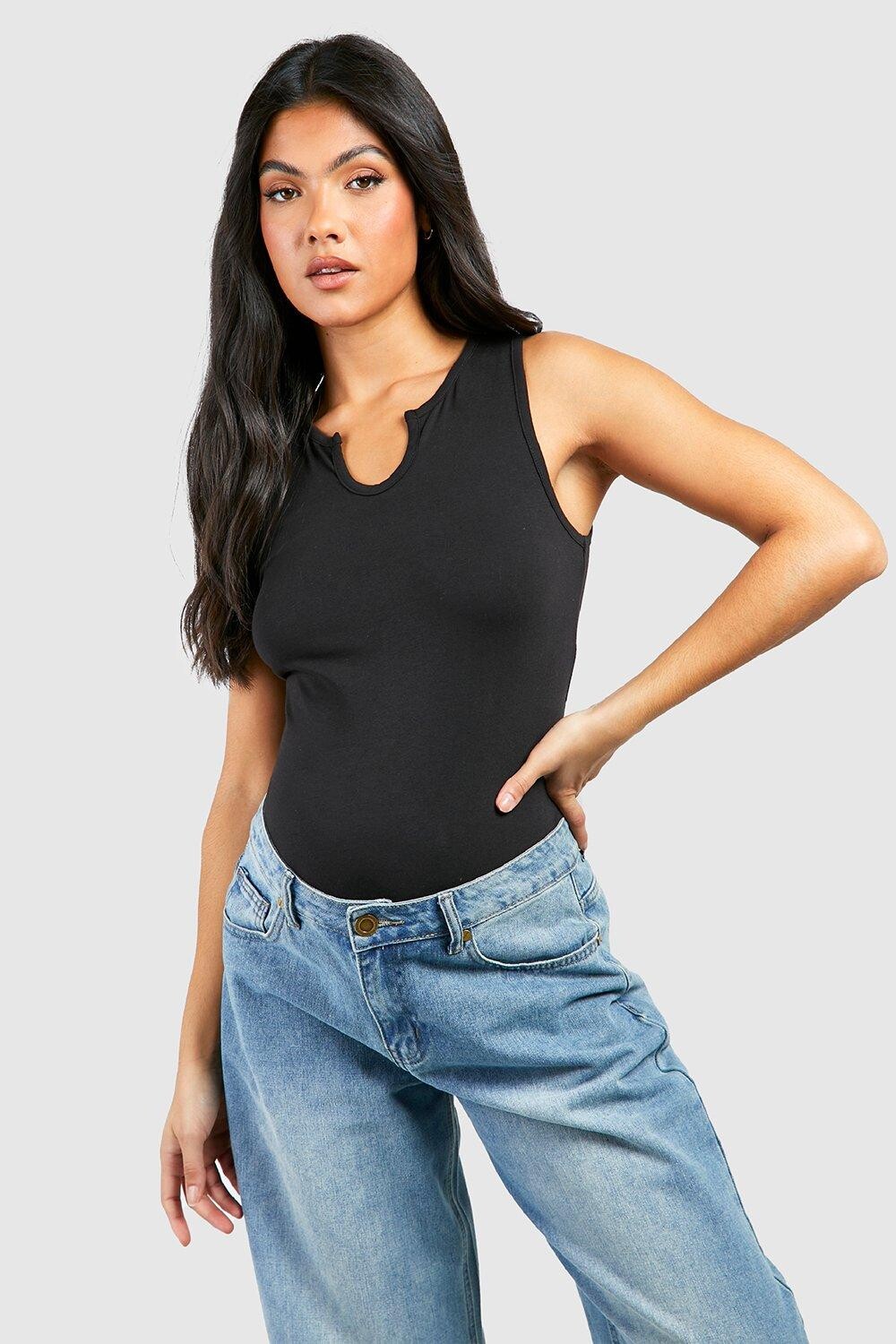 

Базовая майка полной длины для беременных с вырезом на шее boohoo, черный