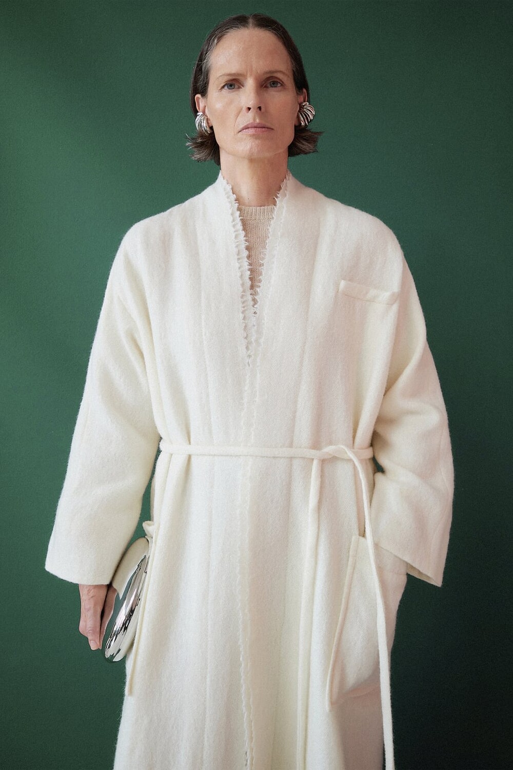 

Минималистичное пальто из смесовой шерсти Zw Collection ZARA, белый