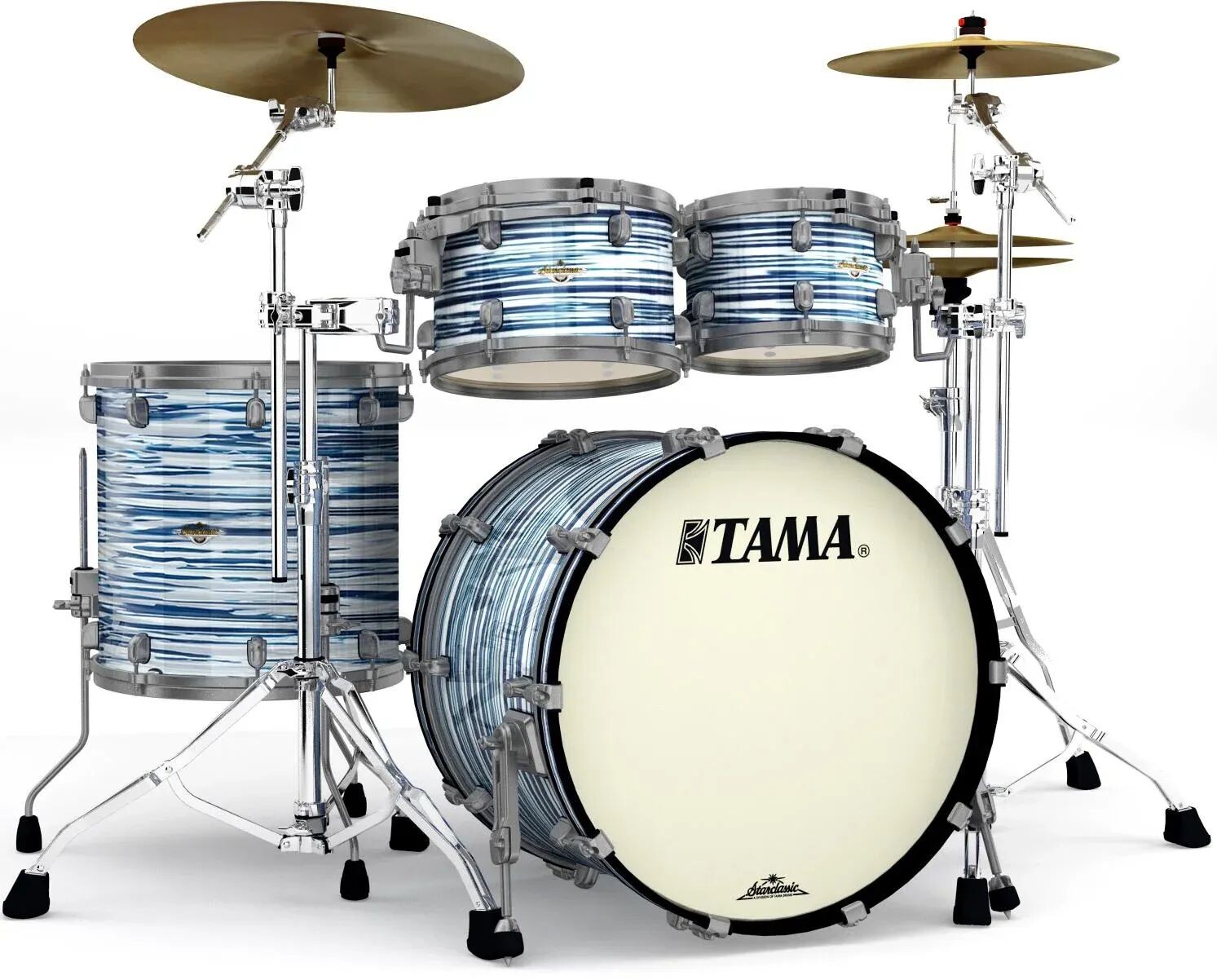 

Набор из 4 ракушек Tama Starclassic Maple MR42TZUS — сине-белая устрица с фурнитурой из дымчато-черного никеля