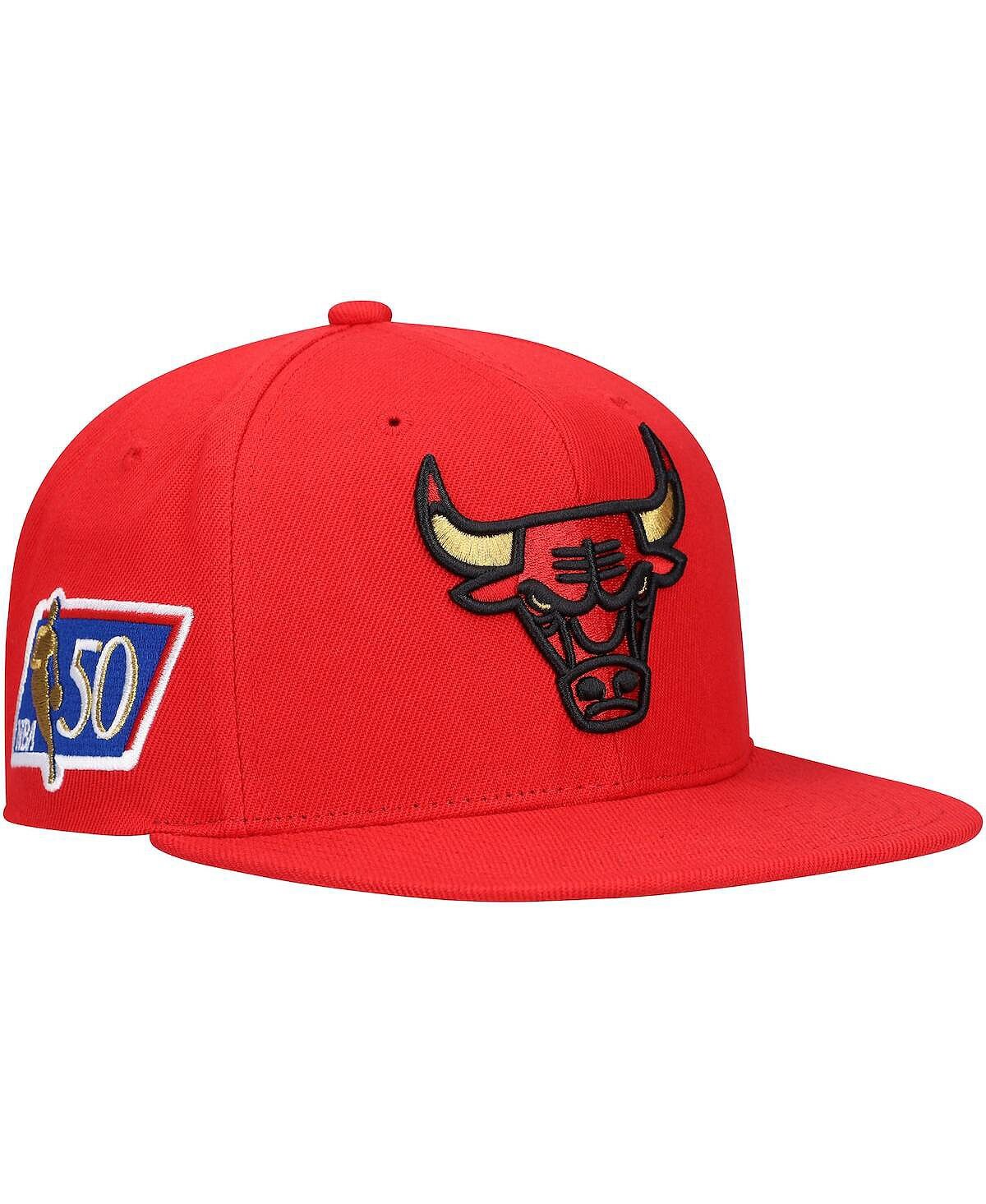 

Мужская кепка Snapback Red Chicago Bulls в честь 50-летия Mitchell & Ness