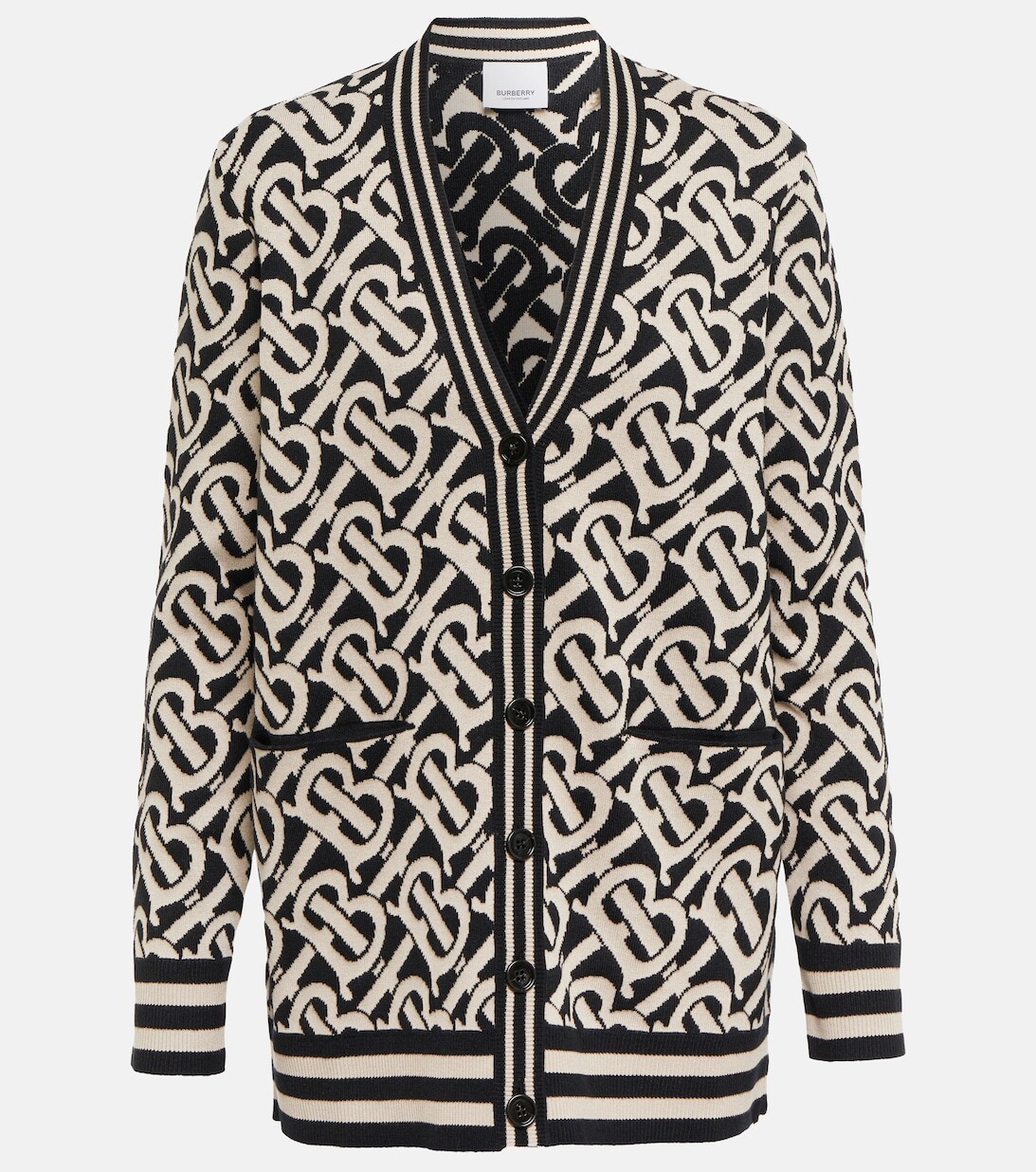 

Жаккардовый кардиган из смесовой шерсти BURBERRY, бежевый