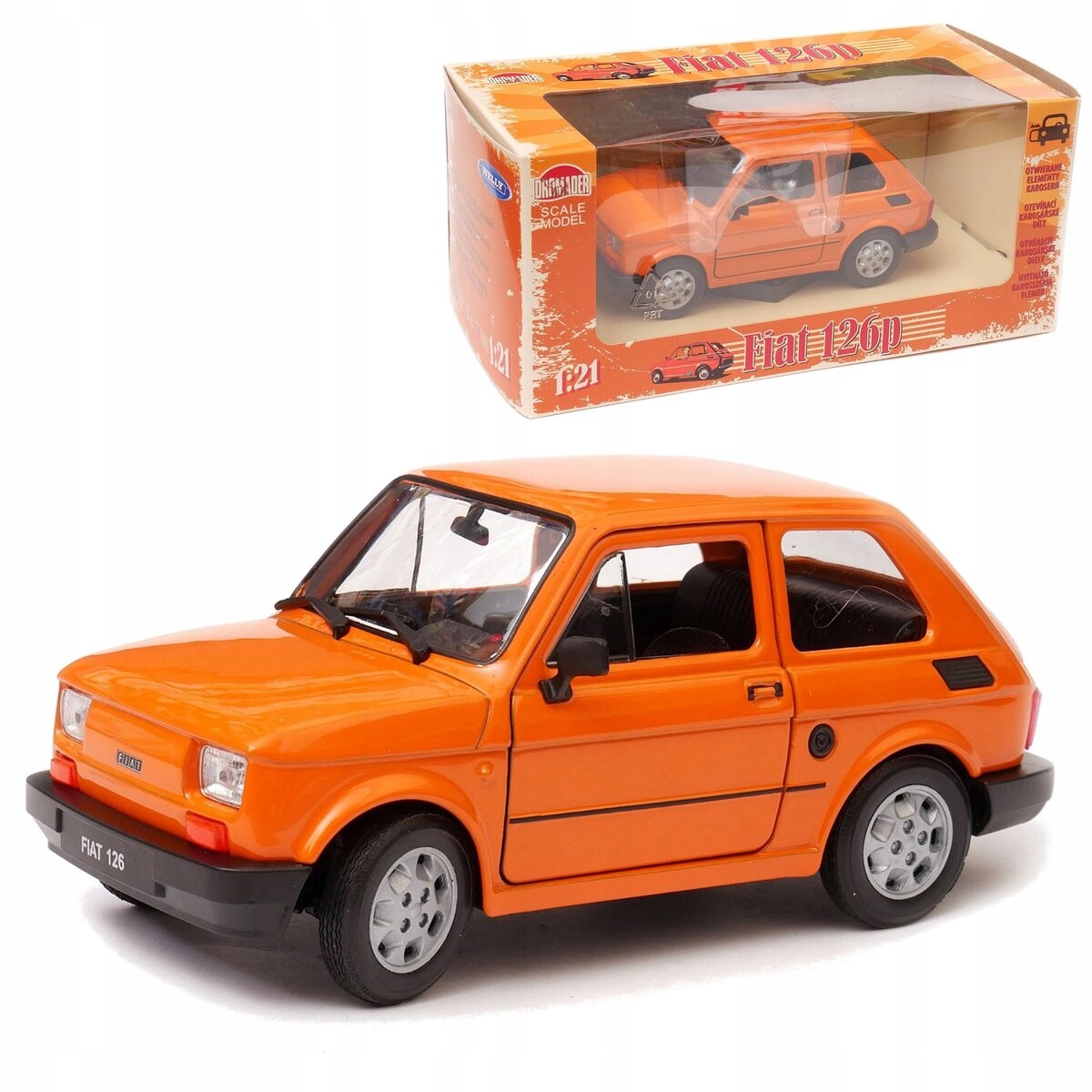 

FIAT 126P Maluch PRL AUTO в масштабе 1:21, оранжевый Welly HLO