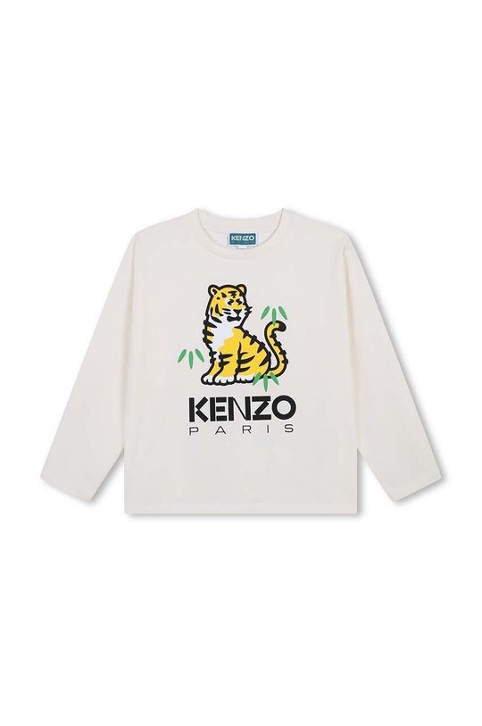 

Детская хлопковая рубашка с длинным рукавом Kenzo, бежевый
