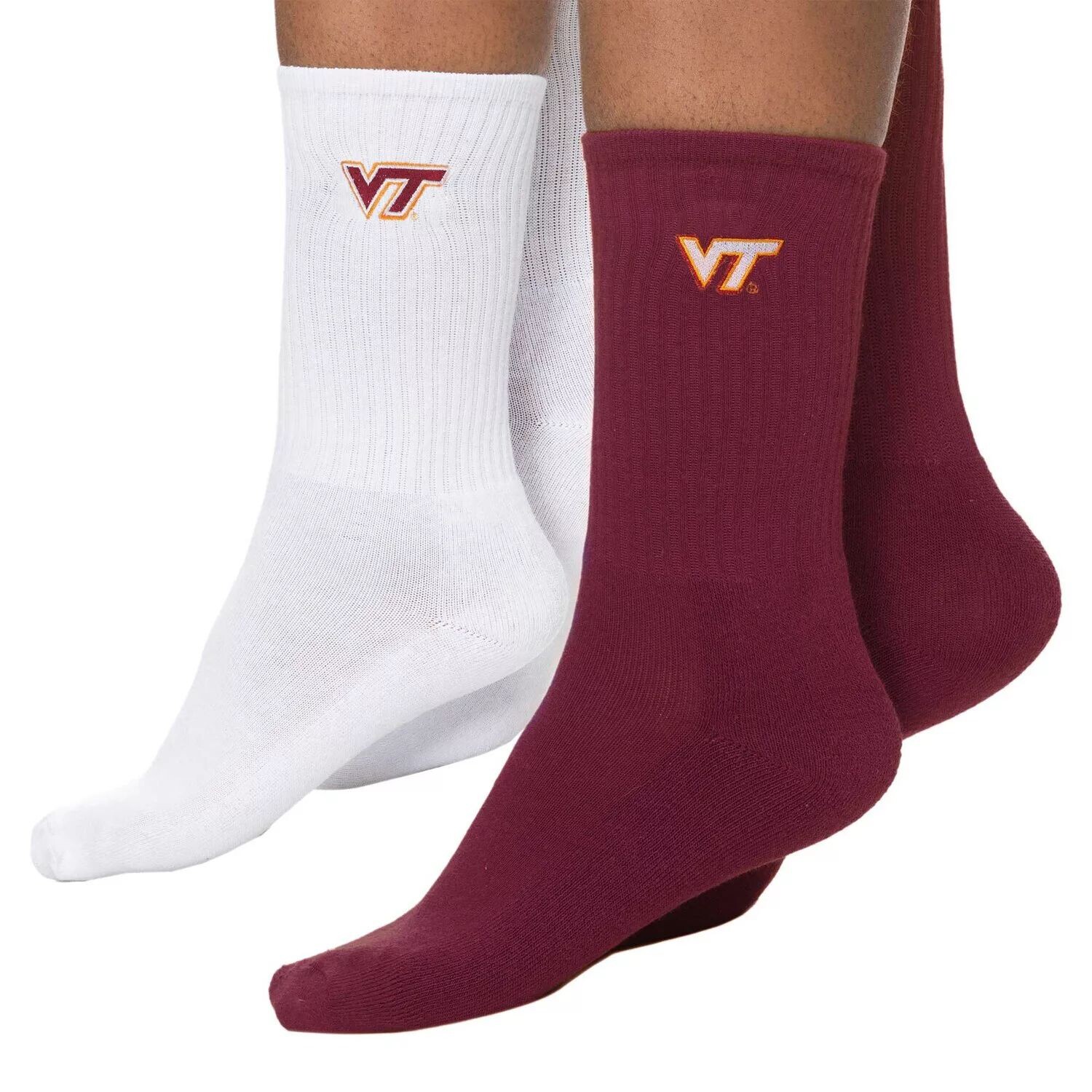 

Женские носки ZooZatz Maroon/White Virginia Tech Hokies, комплект из 2 носков четверть длины