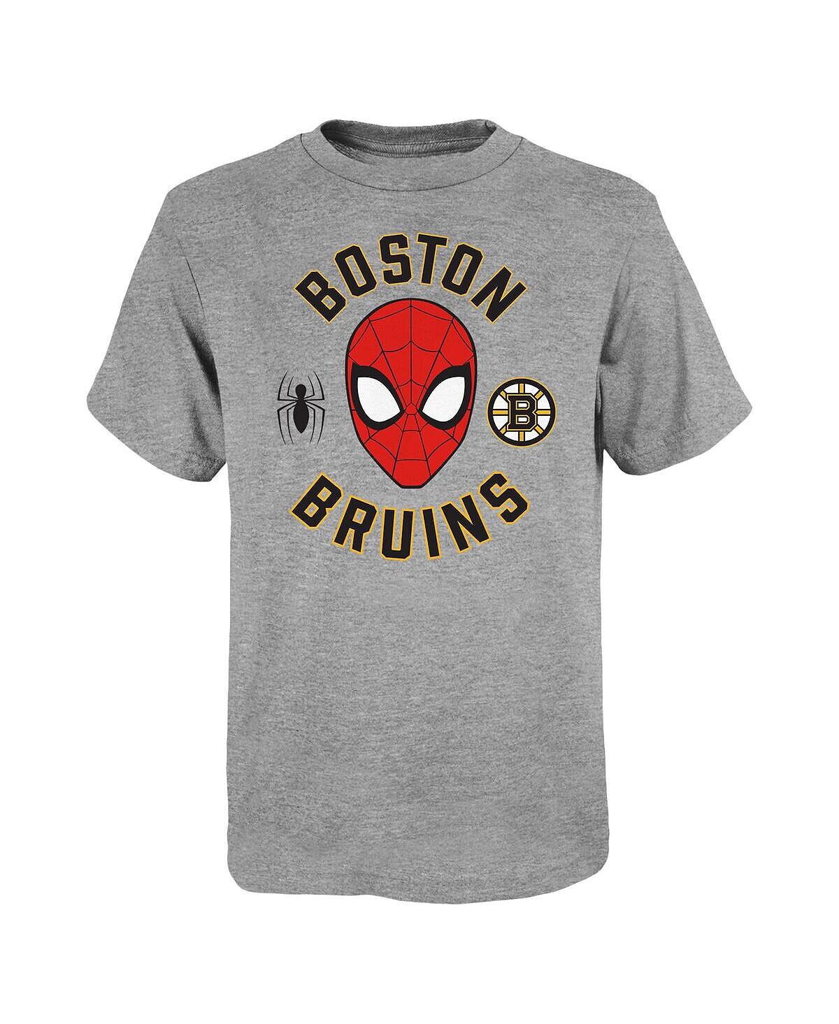 

Серая футболка Big Boys Heather Boston Bruins Mighty Spidey Marvel Outerstuff