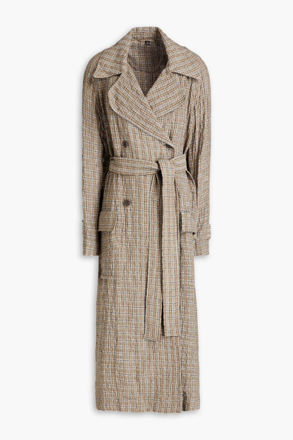

Тренч из жатого льна и хлопка и марли в клетку Gingham Mcq Alexander Mcqueen, серый
