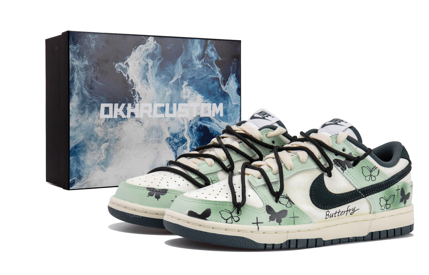 

Кроссовки Nike Dunk Skateboarding Shoes Unisex Low-top Beige/green/black, бежевый/черный/зеленый