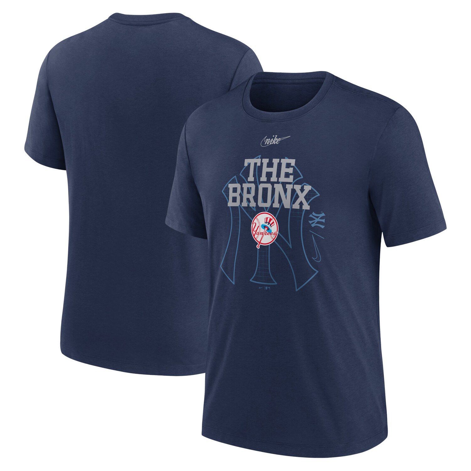 Мужская темно-синяя футболка Nike New York Yankees Rewind Retro Tri-Blend мужская темно синяя рубашка поло new york yankees next level nike