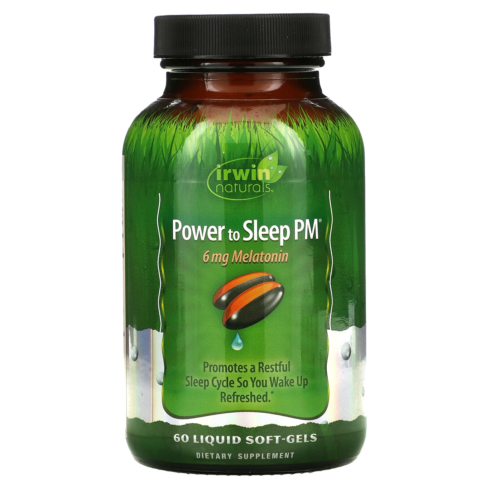 Irwin Naturals Power to Sleep PM 6 мг мелатонина 60 мягких таблеток с жидкостью пищевая добавка irwin naturals power to sleep pm 50 мягких капсул с жидкостью
