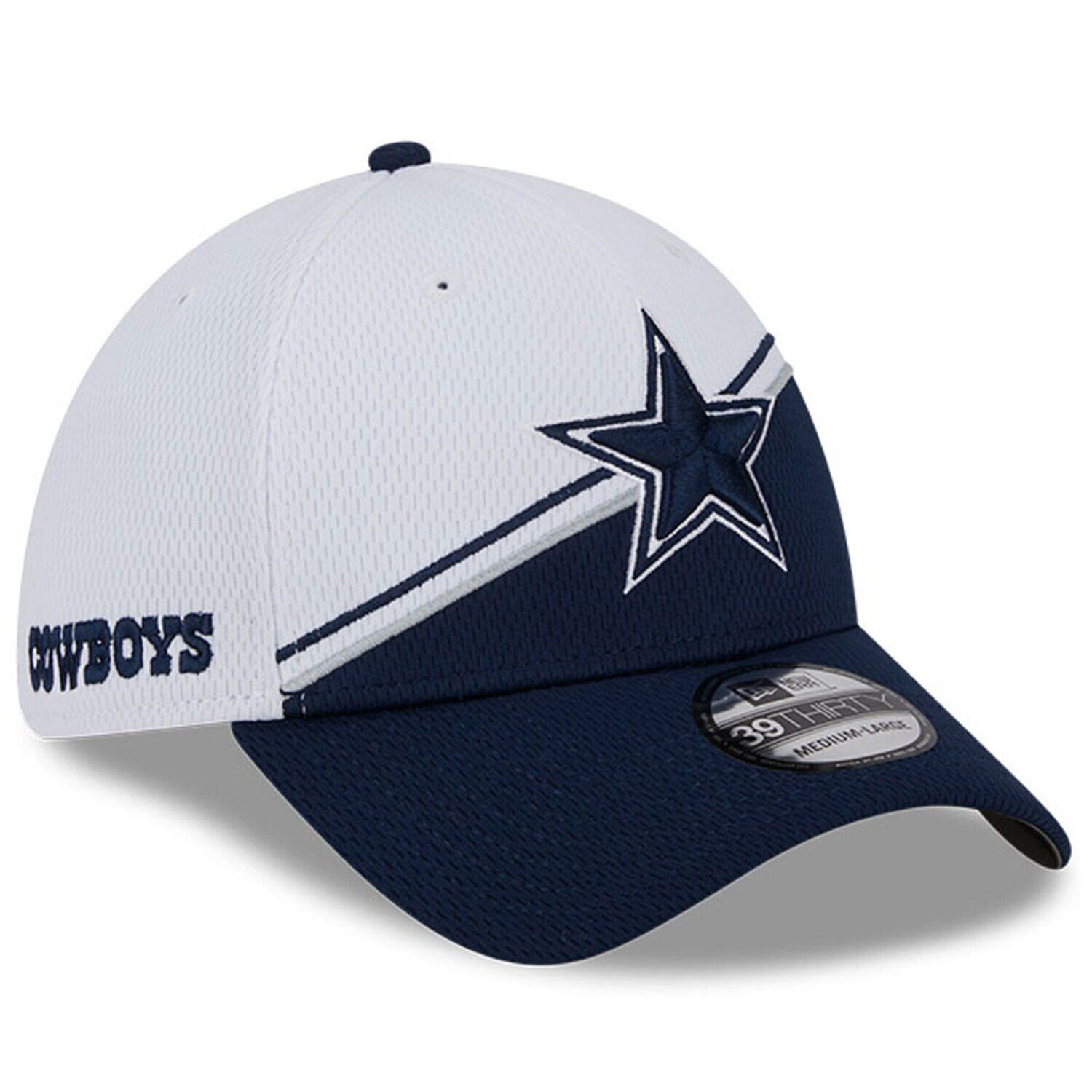 

Мужская кепка New Era белая/темно-синяя Dallas Cowboys 2023 Sideline 39THIRTY Flex Hat
