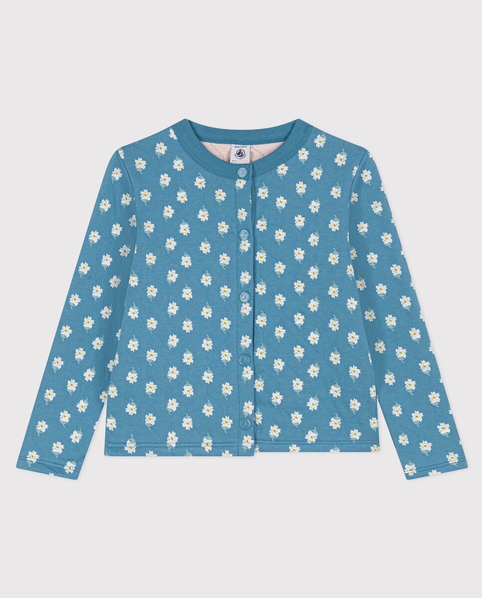 

Стеганый кардиган трубчатой ​​вязки для девочки с принтом Petit Bateau, мультиколор