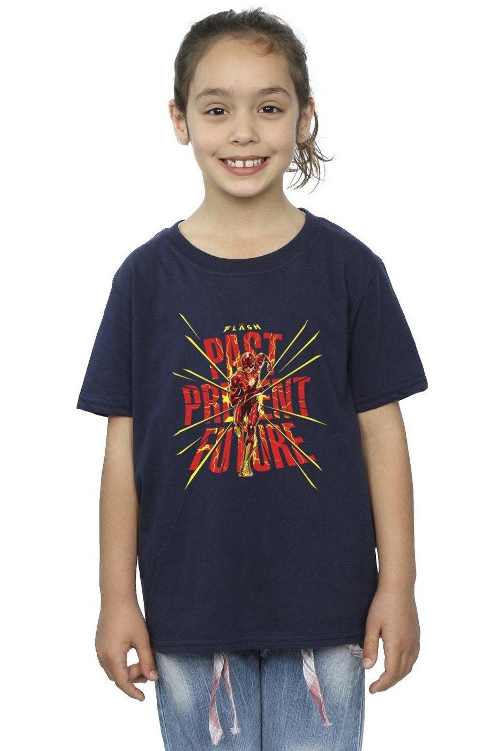 Хлопковая футболка «Вспышка прошлого, настоящего будущего» DC Comics, темно-синий