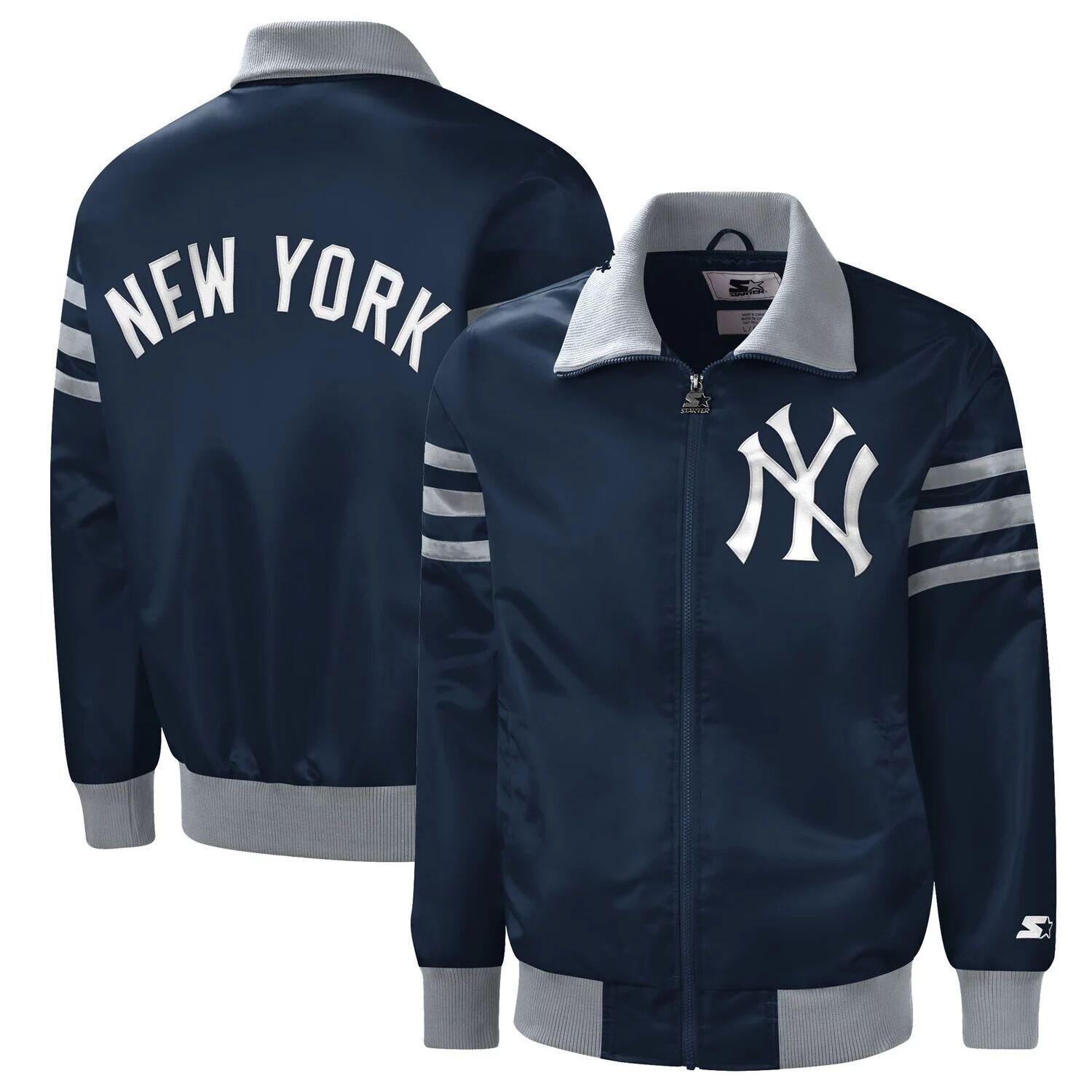 

Мужская темно-синяя университетская куртка с молнией во всю длину New York Yankees The Captain III Starter, Синий