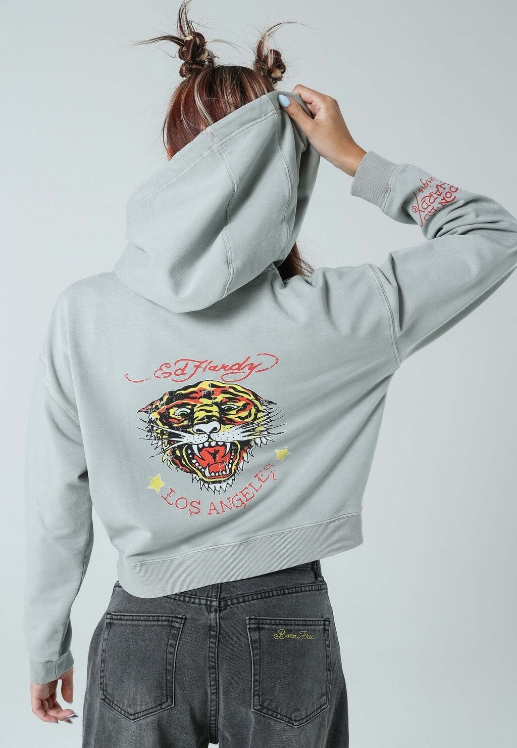 Толстовка с капюшоном Ed Hardy, серый толстовка love hard graphic ed hardy серый