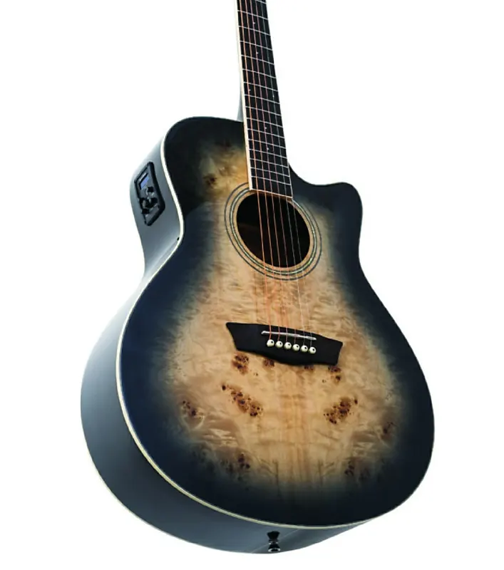 

Акустическая гитара Washburn DFBACEB Deep Forest Burl Grand Auditorium Acoustic Electric Guitar. Black Fade