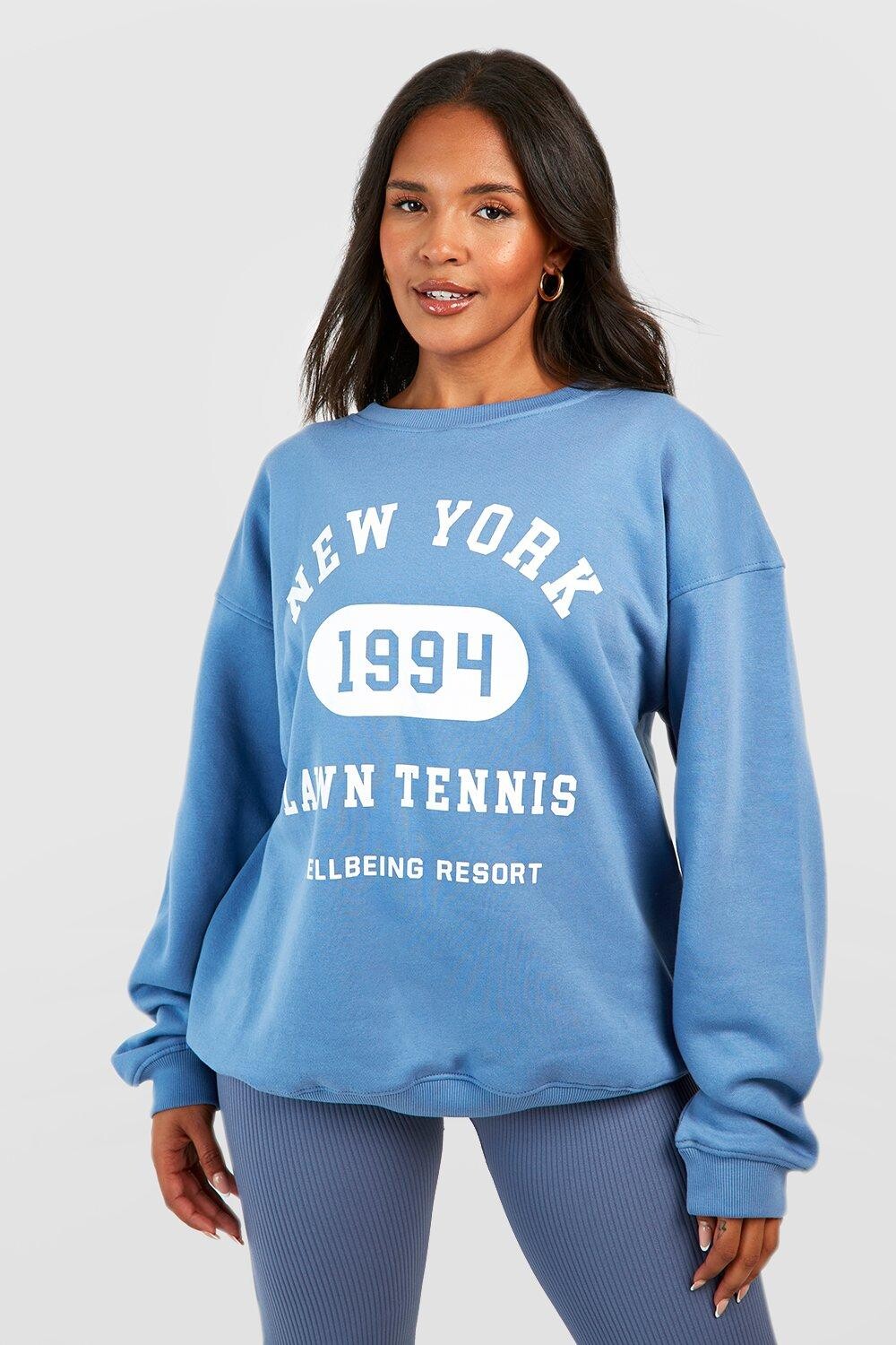 

Толстовка с принтом Plus New York boohoo, синий