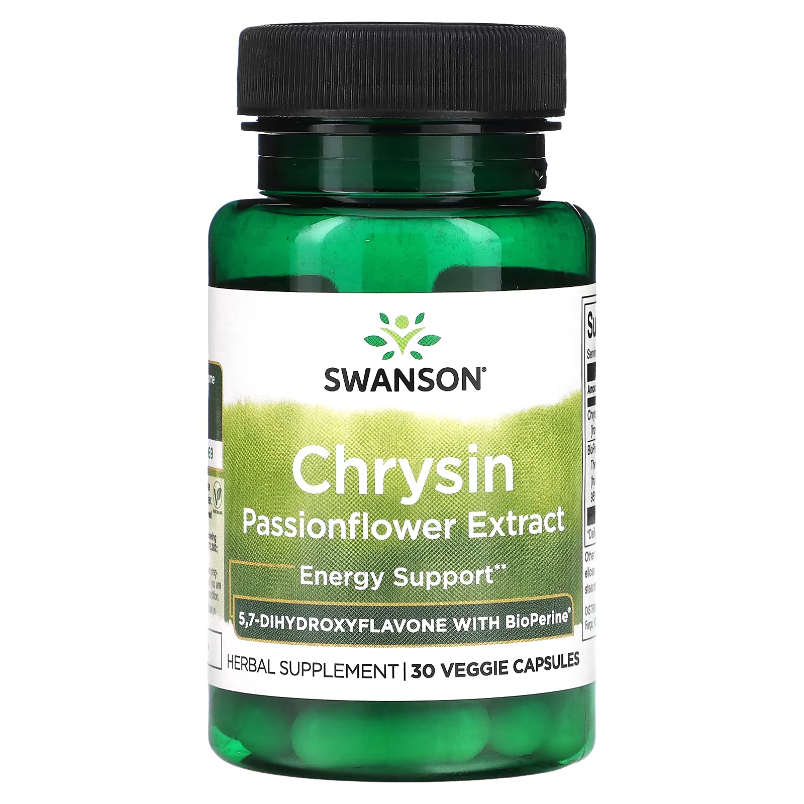 Экстракт пассифлоры Swanson Chrysin, 30 растительных капсул swanson экстракт хризина пассифлоры 30 растительных капсул
