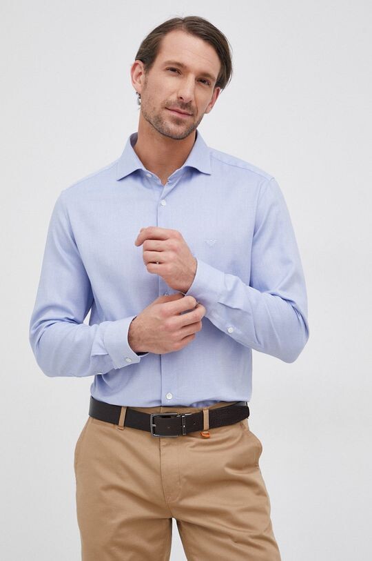 

Хлопковая рубашка Emporio Armani, синий