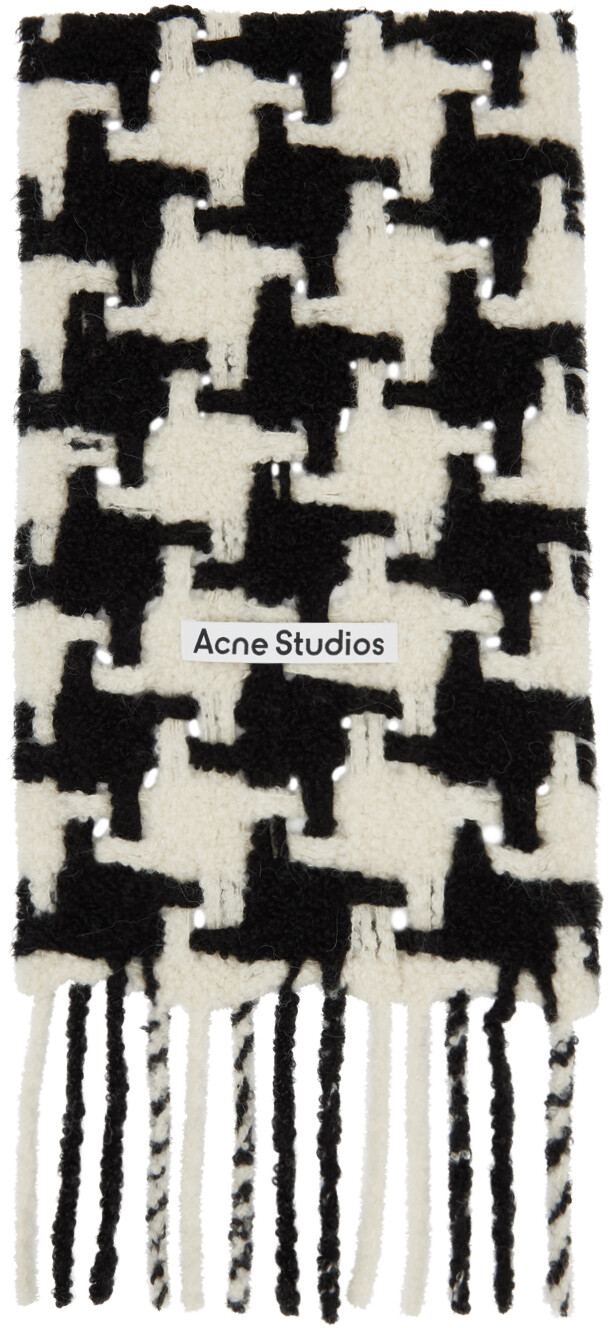 

Бело-черный шарф с узором «гусиные лапки» Acne Studios