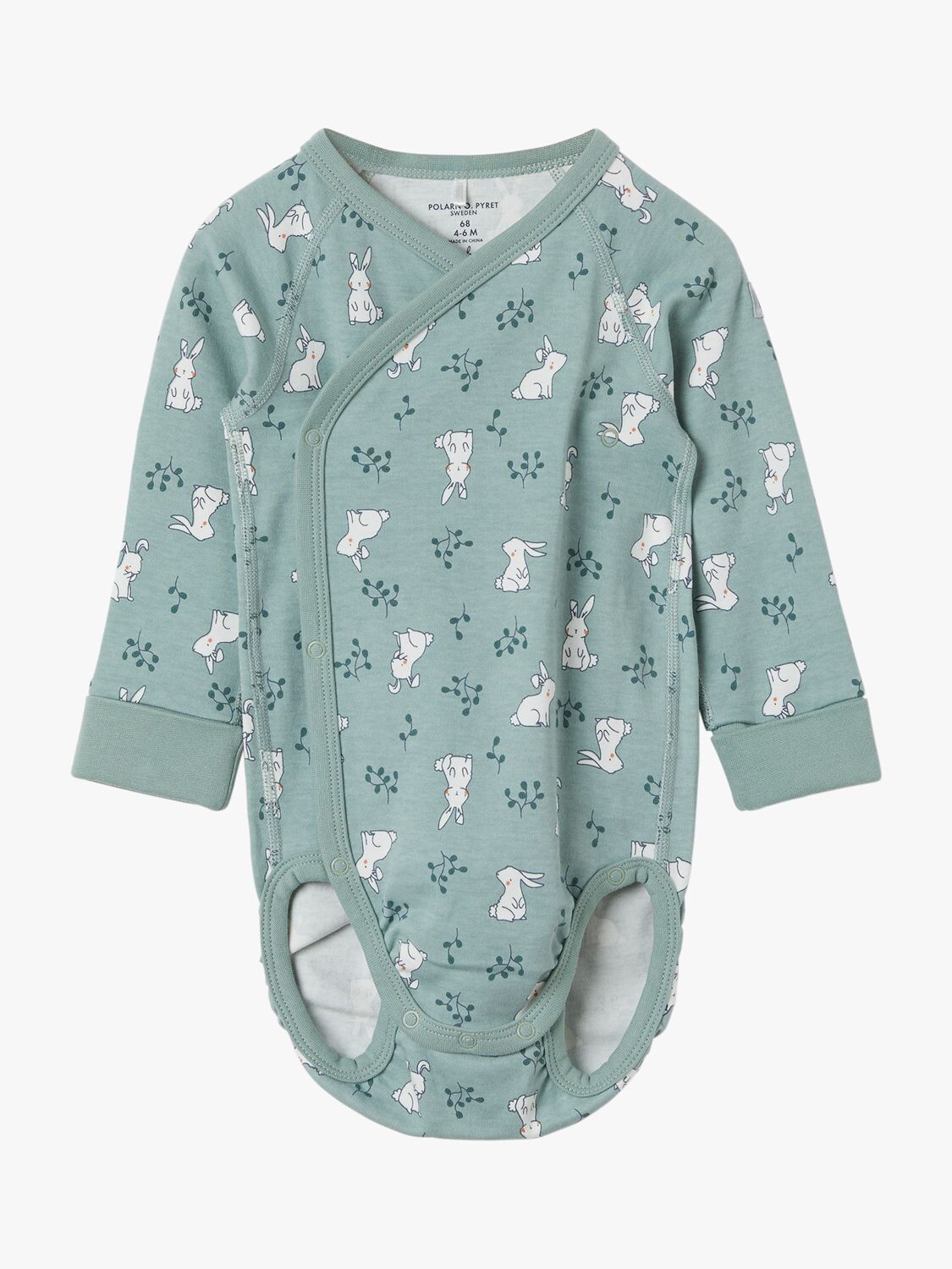 

Боди с запахом кролика из органического хлопка Polarn O. Pyret Baby, зеленый