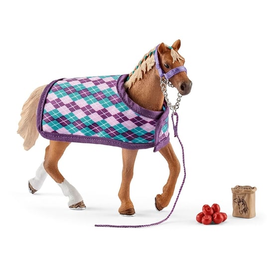 матрасик с попоной кеды голуб розовый Schleich, статуэтка, Лошадь английской породы с попоной
