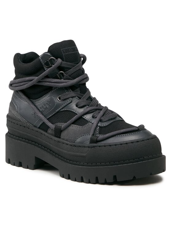 Ботильоны на шнуровке Tommy Jeans, черный ботильоны на шнуровке festiv boots tommy jeans бежевый