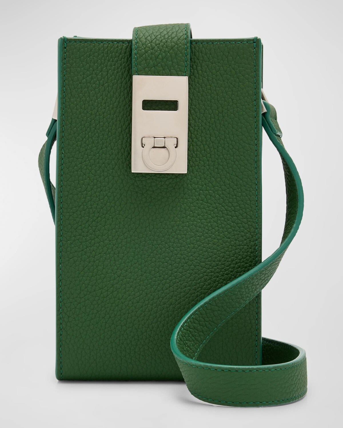 

Мужская кожаная сумка через плечо Twins Gancio Ferragamo, цвет Forest Green