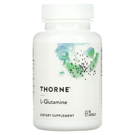 L-глютамин Thorne, 90 капсул огневка интро для желудочно кишечного тракта 100 мл жива