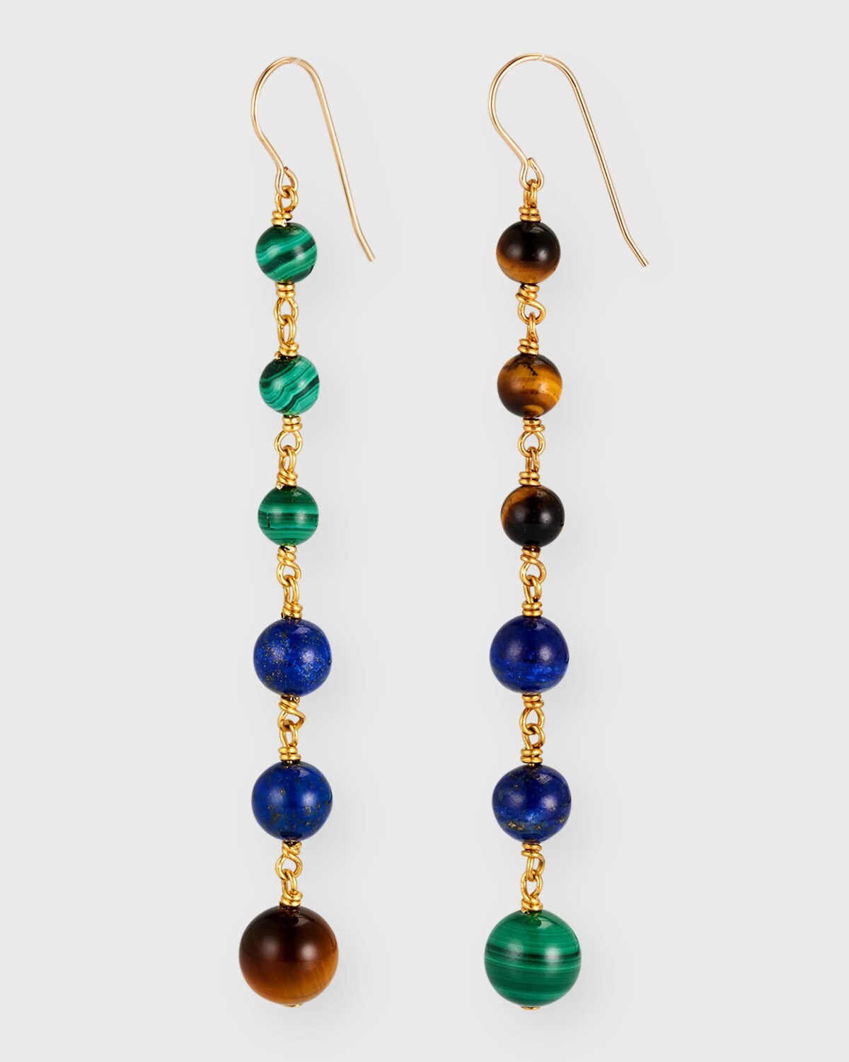 

Серьги с малахитом, тигровым глазом и ляписом NEST Jewelry, цвет Malachite