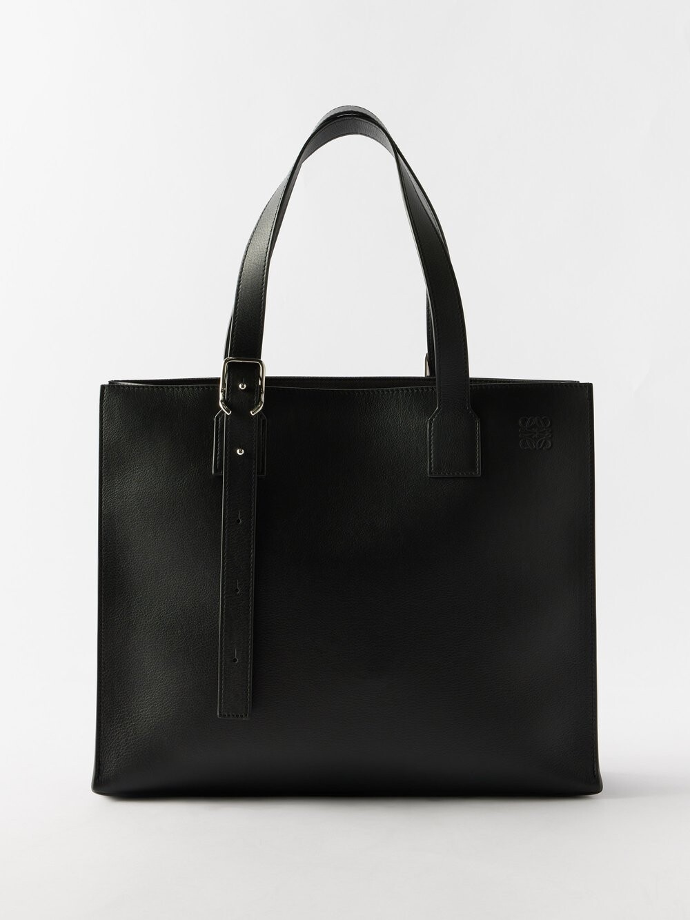 

Большая кожаная сумка-тоут с пряжкой LOEWE, черный