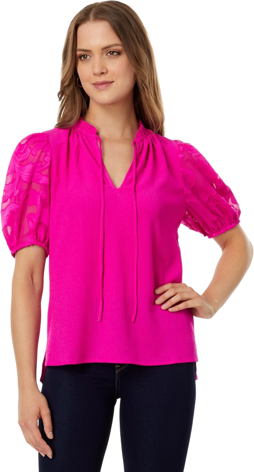 

Топ с короткими рукавами-фонариками Vince Camuto, цвет Fiercely Fuchsia