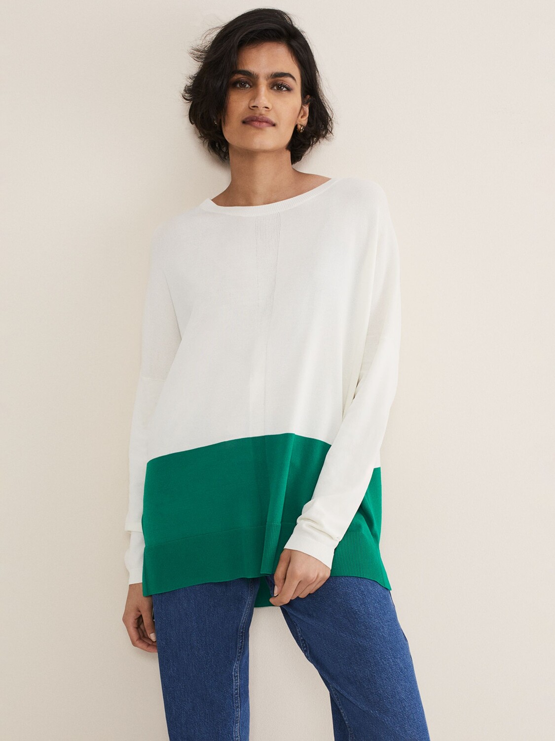 

Вязаный топ Phase Eight Cleo Color Block, зеленый/белый