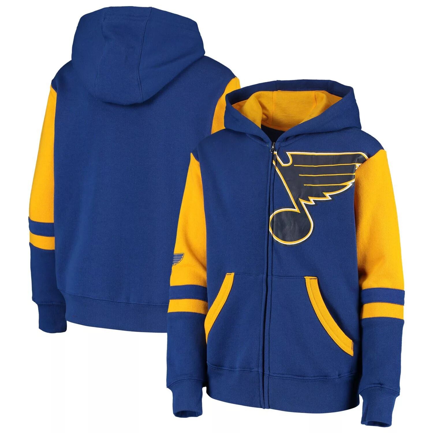 

Молодежная флисовая куртка с капюшоном и молнией во всю длину St. Louis Blues Faceoff с цветными блоками Outerstuff