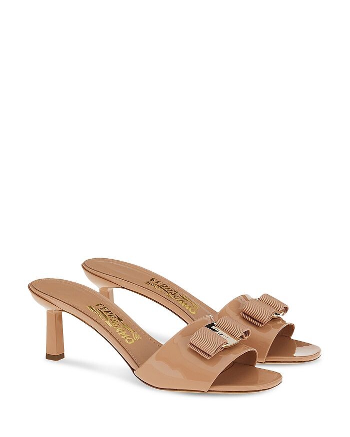 

Женские шлепанцы Glo 55 с бантом на каблуке Ferragamo