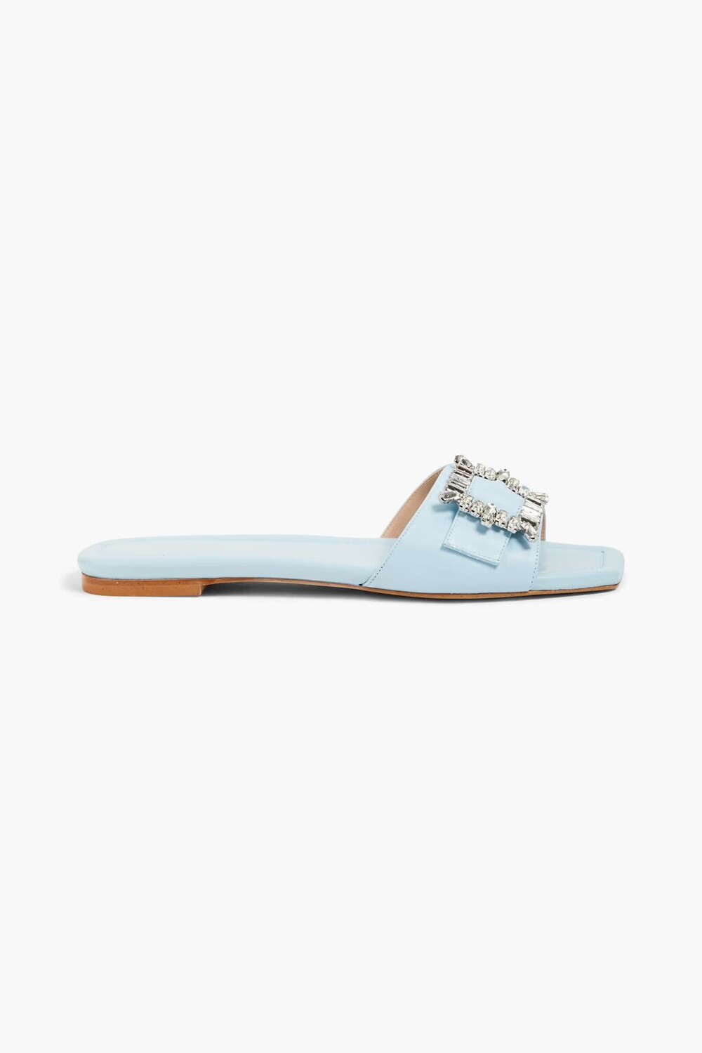 

Кожаные шлепанцы с декорированными пряжками Stuart Weitzman, голубое небо