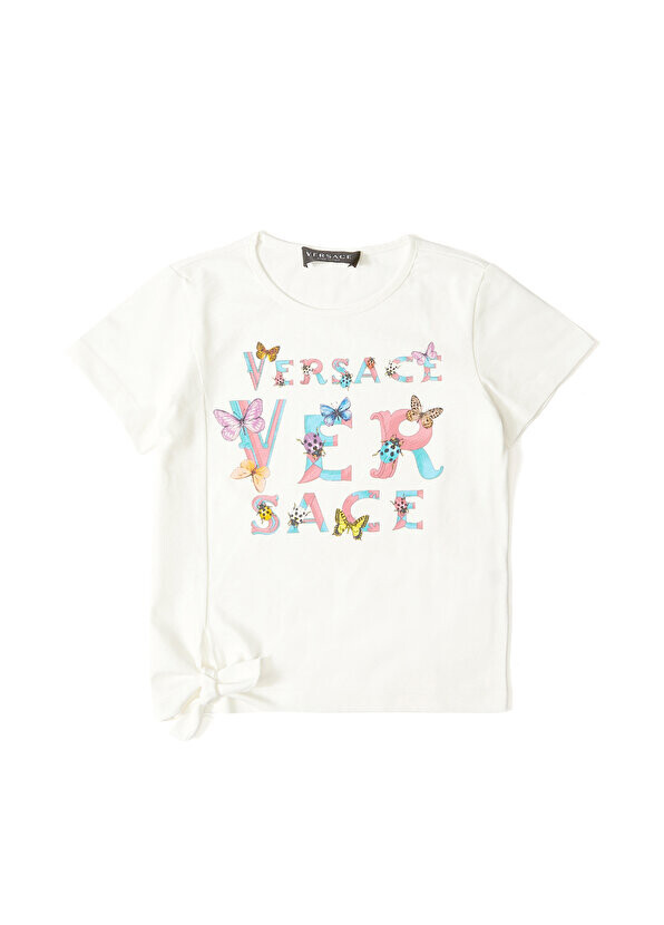 

Футболка для девочек с белым логотипом Versace