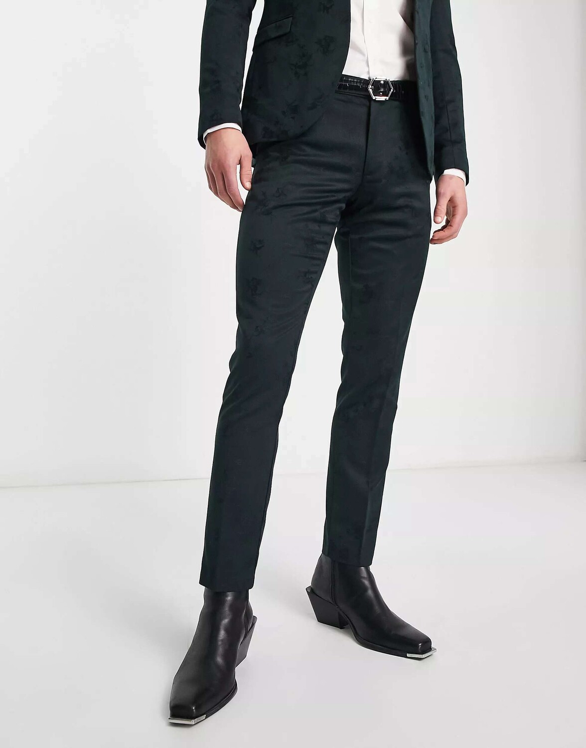 

Зеленые жаккардовые брюки скинни New Look, Зеленый