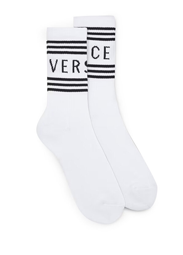 Белые женские носки из жаккарда с логотипом Versace