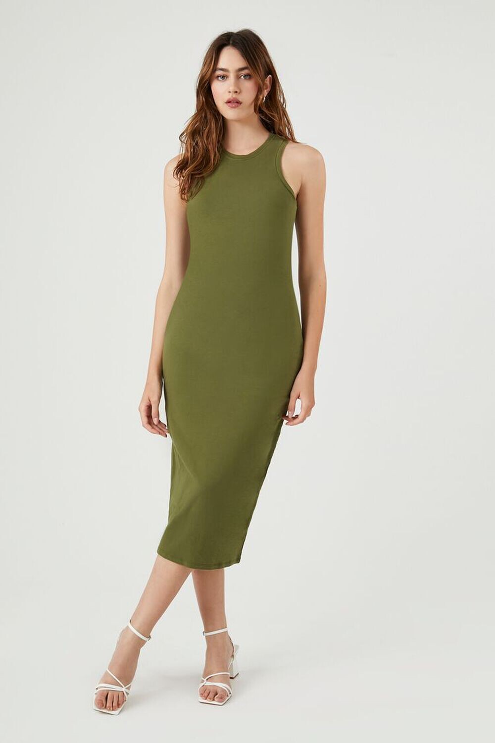 

Облегающее платье миди Racerback Forever 21, оливковый