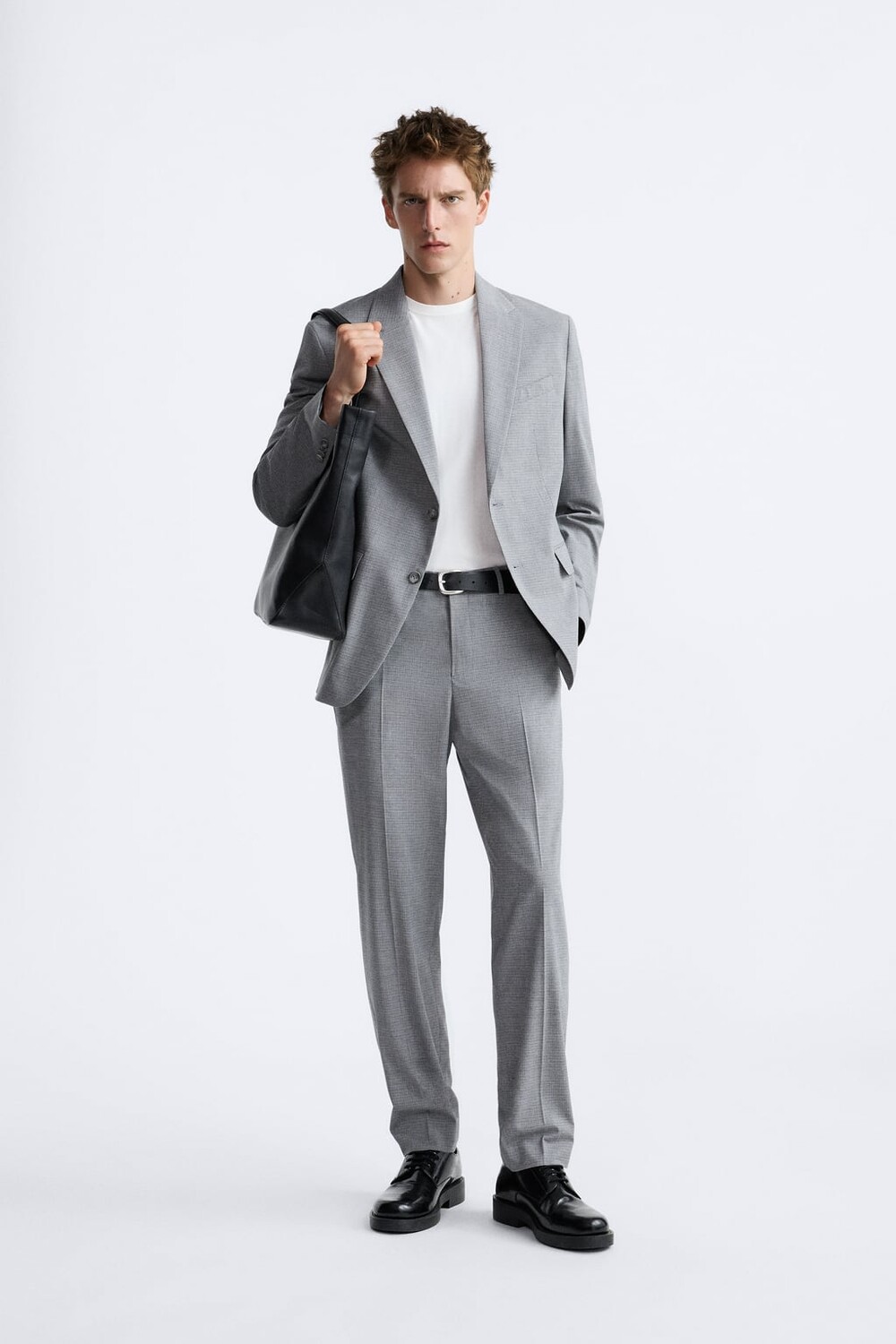 

Костюмные брюки check texture ZARA, серый