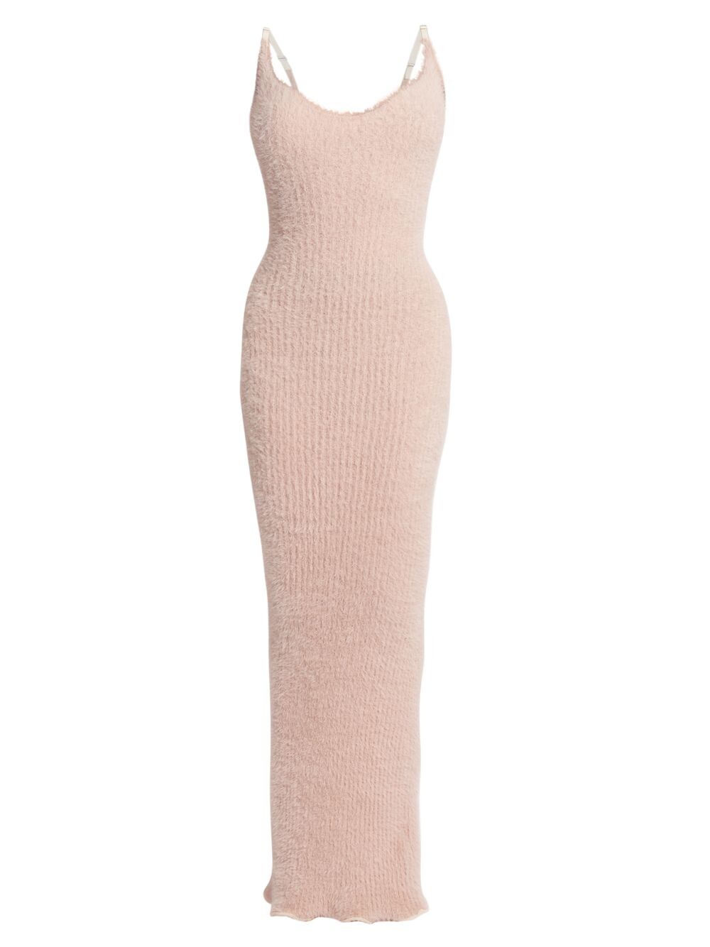 

Пушистое платье макси в рубчик MM6 Maison Margiela