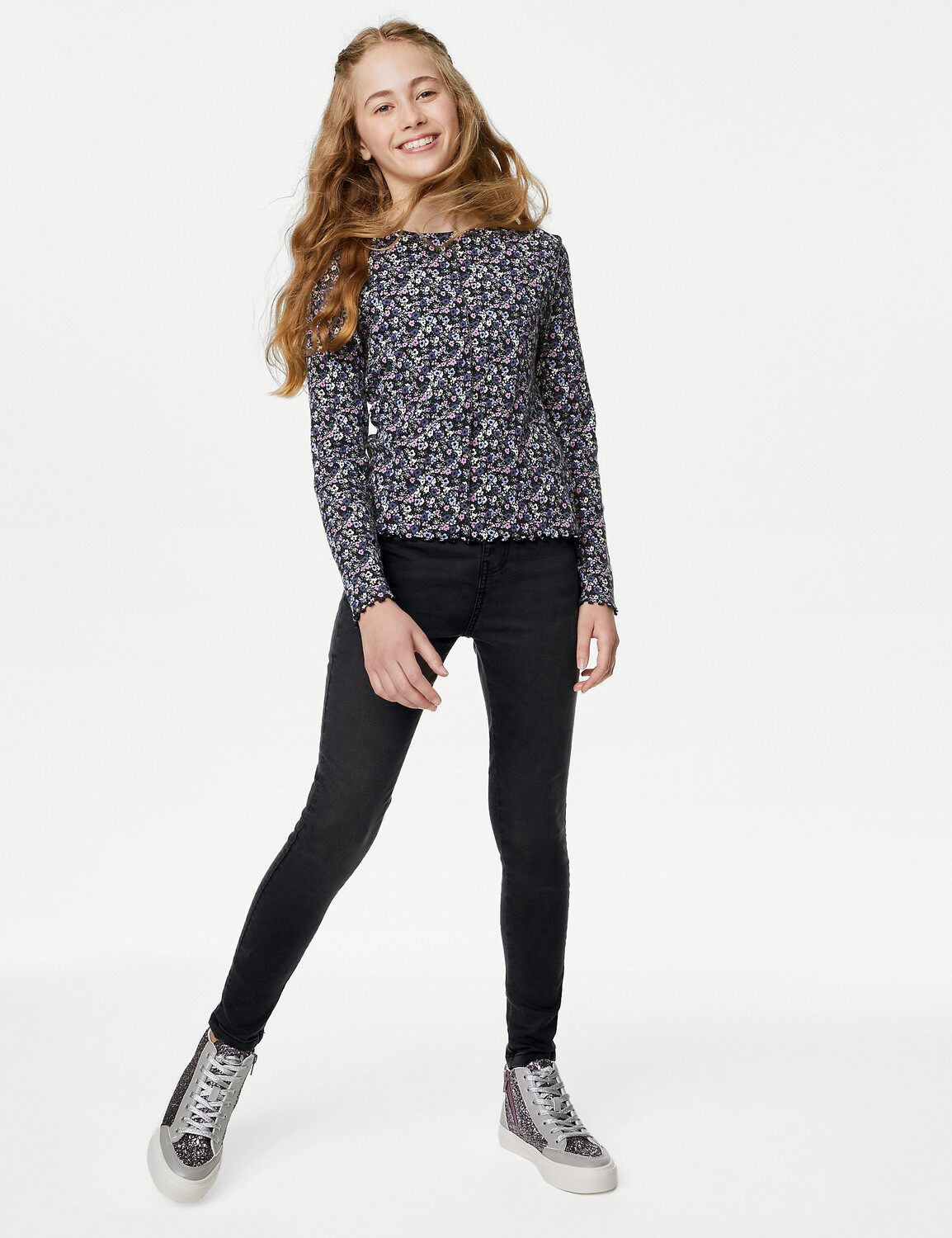 

Узкие джинсовые джеггинсы (6–16 лет) Marks & Spencer, черный джинс