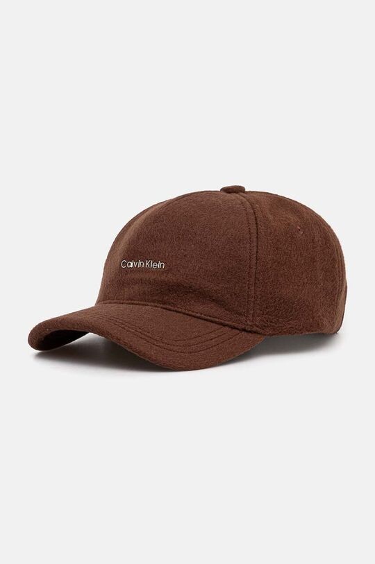 

Шерстяная бейсболка Calvin Klein, коричневый
