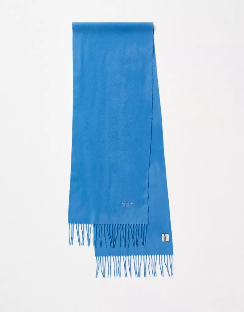 Синий шерстяной шарф Moschino